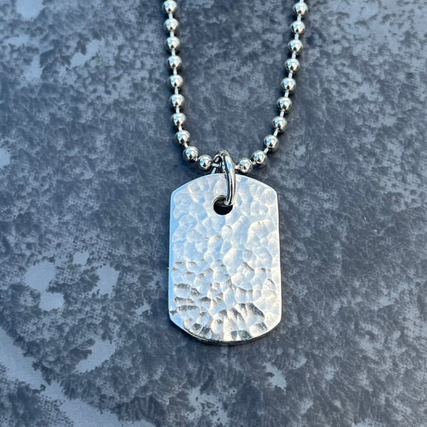 Silver i.d tag necklace, men’s chunky necklace, silver dog tag necklace, mens