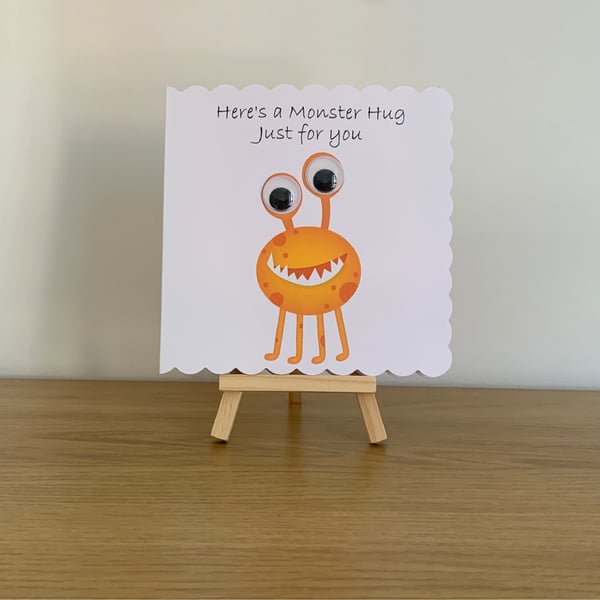 Googly Eye Monster Hug Greeting Card. Design 3