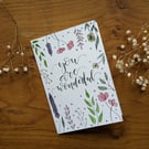 Card "You Are Wonderful" - can be personalised