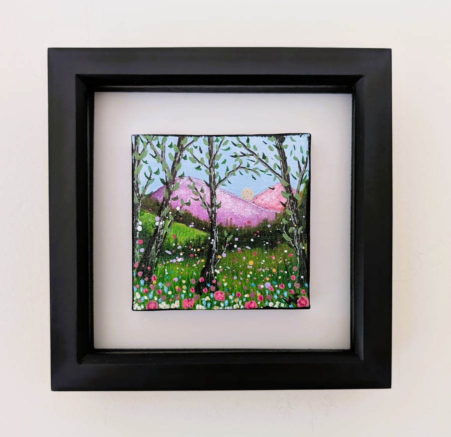 Wildflower Wood Small 10cm Original Painting Framed
