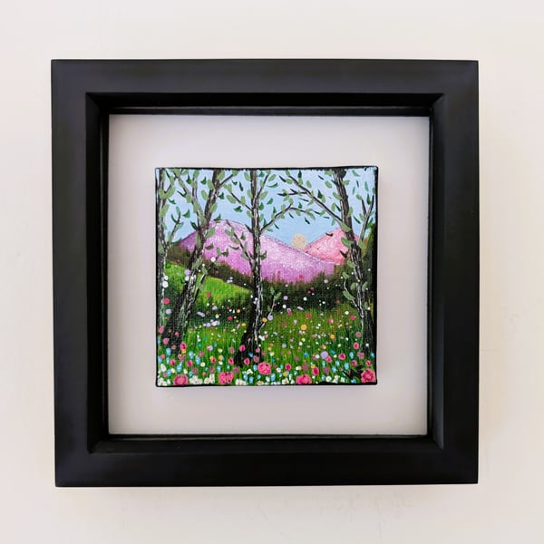 Wildflower Wood Small 10cm Original Painting Framed