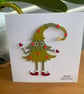 Handmade Christmas Card with Movable Legs - traditional colours