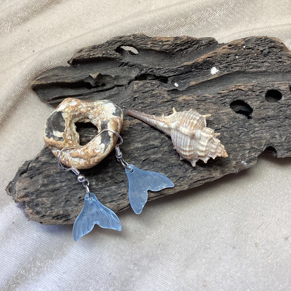 Sea Witch Mermaid earrings. Pale blue mermaid tail.  Free Postage. 7