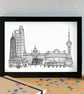 Shanghai Landmarks Skyline Art Print - Image 3