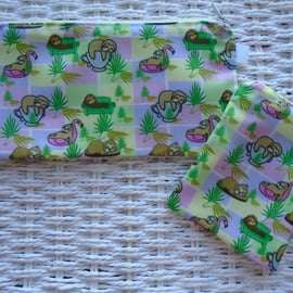 Lazy Sloths Gift Set Purse & Small Make Up Bag or Pencil Case.