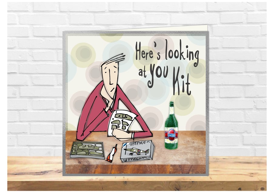 Funny Cartoon Bloke birthday card, Here's looking at you kit
