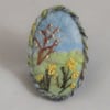 SALE Daffodils Brooch -embroidered on felted background