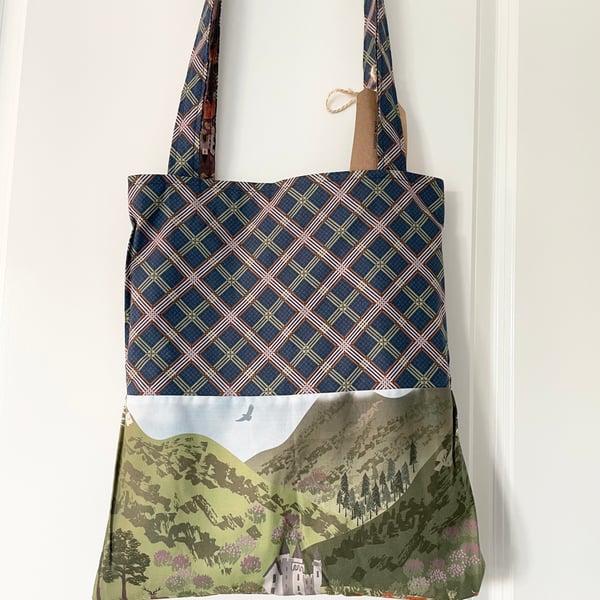 Handmade Reversible Scottish Highlands Tote Bags 