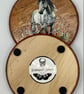 Set of 2 round wood coasters with horses - Image 3