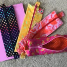 Pouch with Zip. Pencil case has elastic, which means it can be attached to noteb