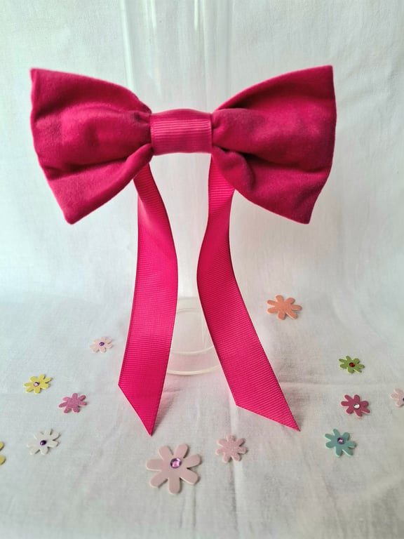 Pink velvet hair bow
