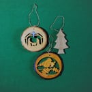 Christmas Tree Decoration - Set of 3 (Nativity Scene, Robin, & Christmas Tree)