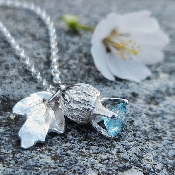 Aquamarine Thistle Necklace