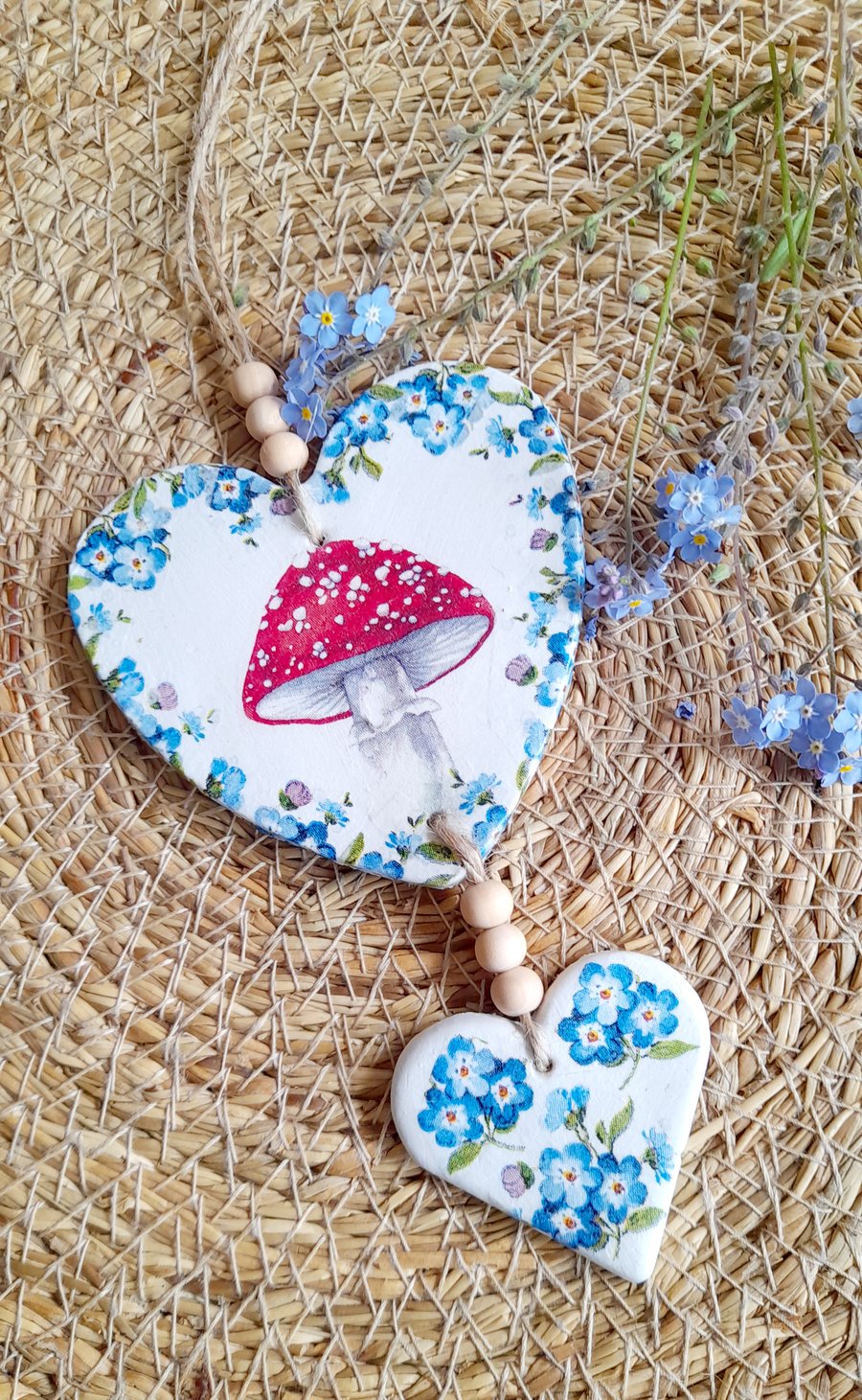 Clay Hanging Hearts FREE POSTAGE 