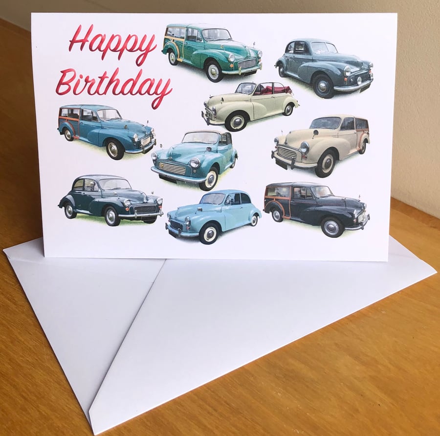 Morris Minors - Greeting Card for the Moggie enthusiast