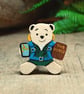 Backpacker Bear Pin, Handmade Travel Gift, Teddy Bear Brooch For Traveller - Image 1