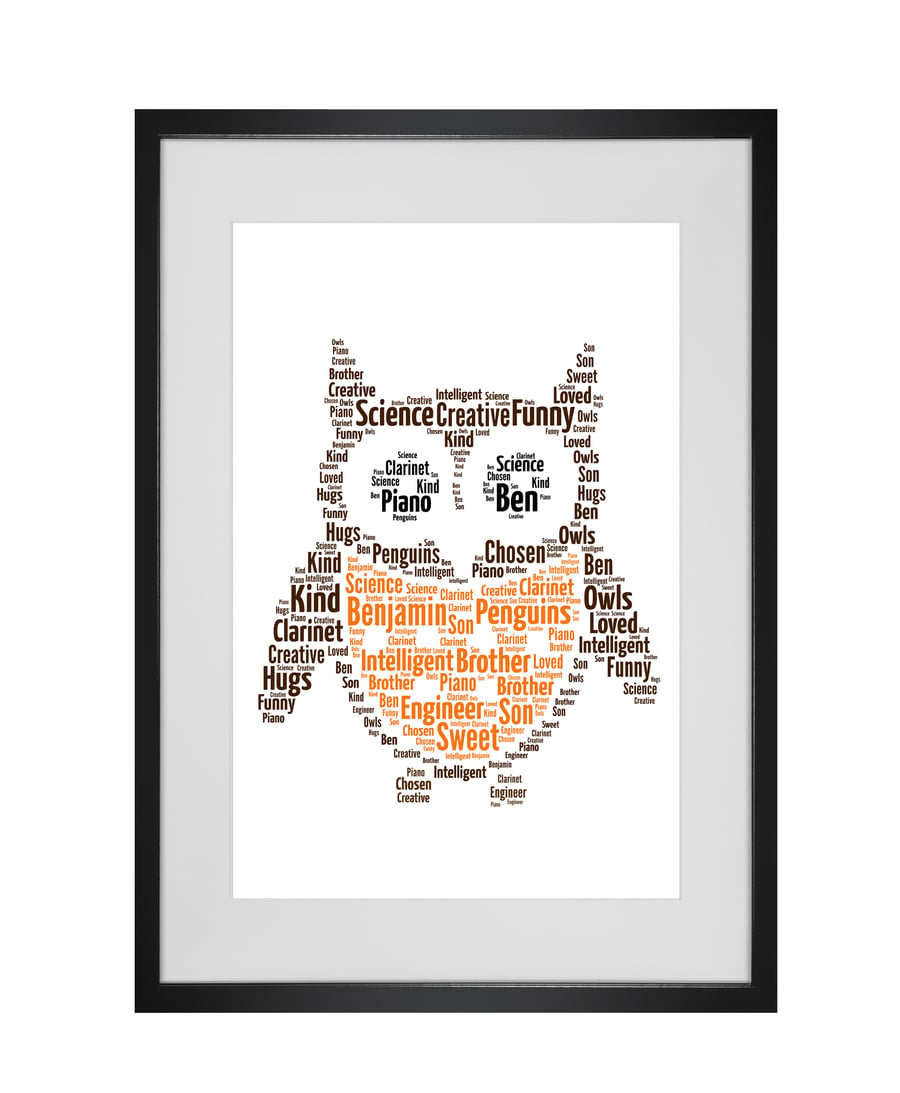 Personalised Best Teacher Owl Design Word Art Print