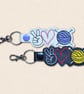 Knitting Keyring - Peace Love Knitting Faux Leather Bag Charm