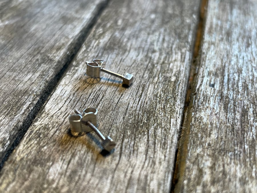 Small sterling silver cube studs