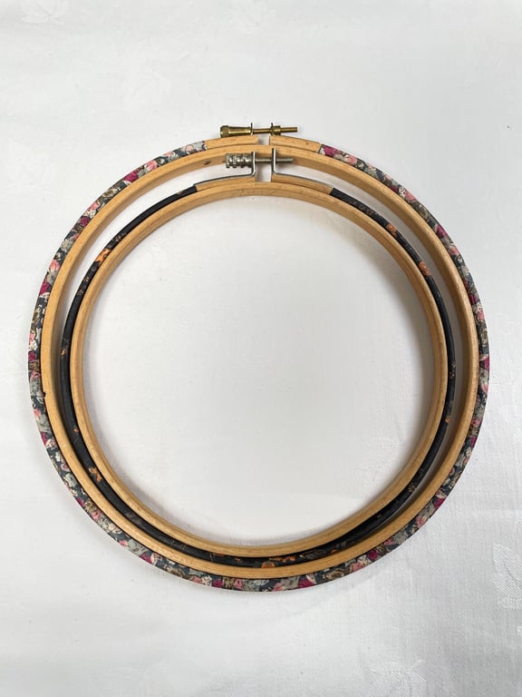 Liberty London fabric embroidery needlepoint hoop