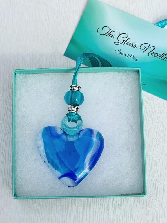 Fused Glass Heart Suncatcher
