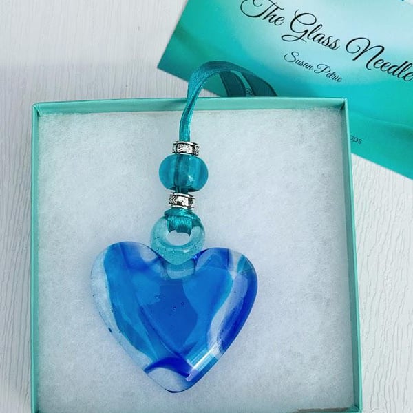 Fused Glass Heart Suncatcher