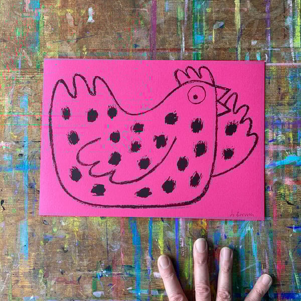 Bold Chicken Screen print by Jo Brown Happy Tomato