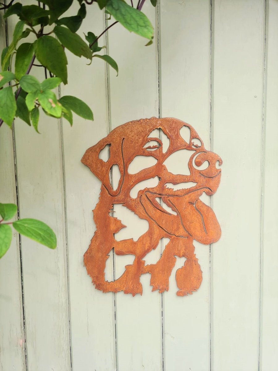 Rusted Metal Labrador Head Garden Art Rusty Outdoor Ornaments Metal Sculptue