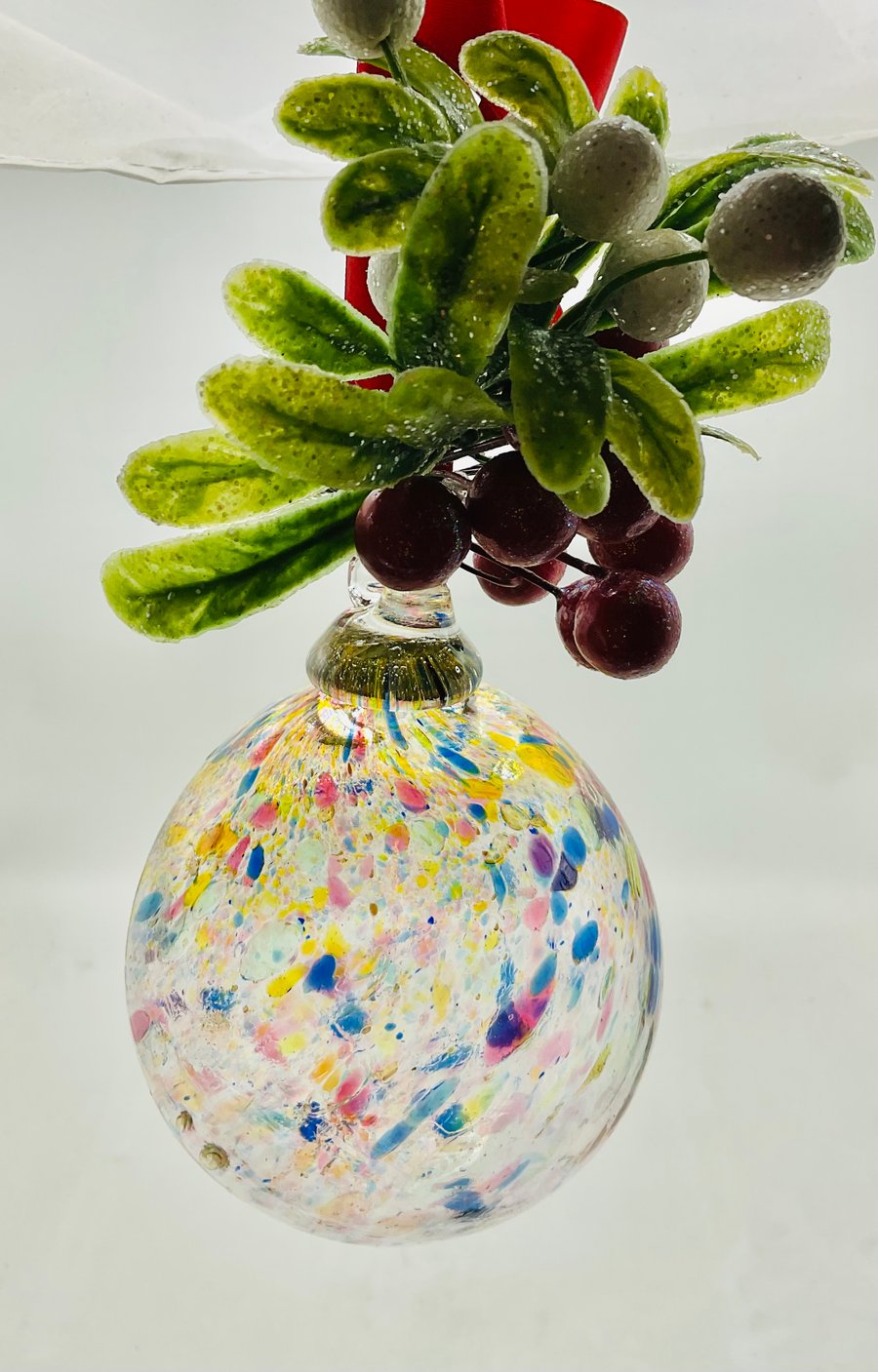 Amber Ruby Mid Blue Spotty Bauble