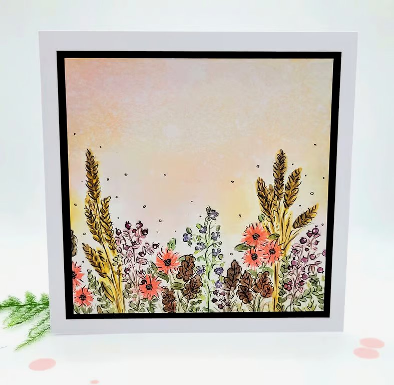 Blank handpainted card, original art, wildflower, birthday  