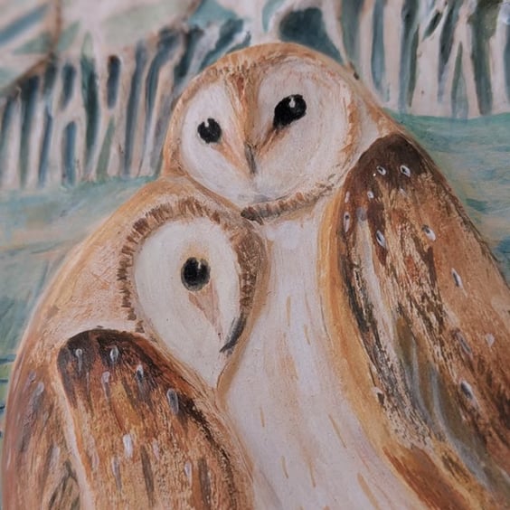 Ceramic art, barn owl art, unique artwork - Wildlife original art