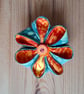Handmade kanzashi fabric flower brooch