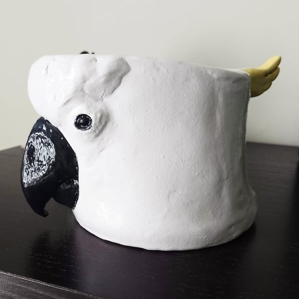 Cockatoo Ceramic Pot - Handmade