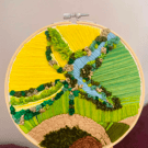 Aerial view of the oddland farms - landscape Embroidery 