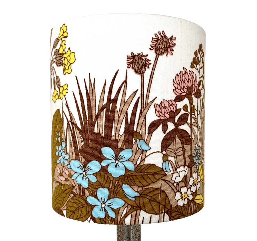Pretty Floral Wildflower Design Lampshade in 60s KEW Duro Vintage Fabric 