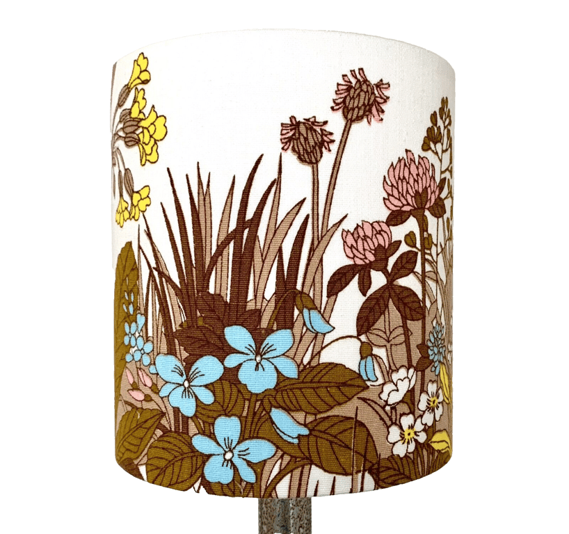 Pretty Floral Wildflower Design Lampshade in 60s KEW Duro Vintage Fabric 