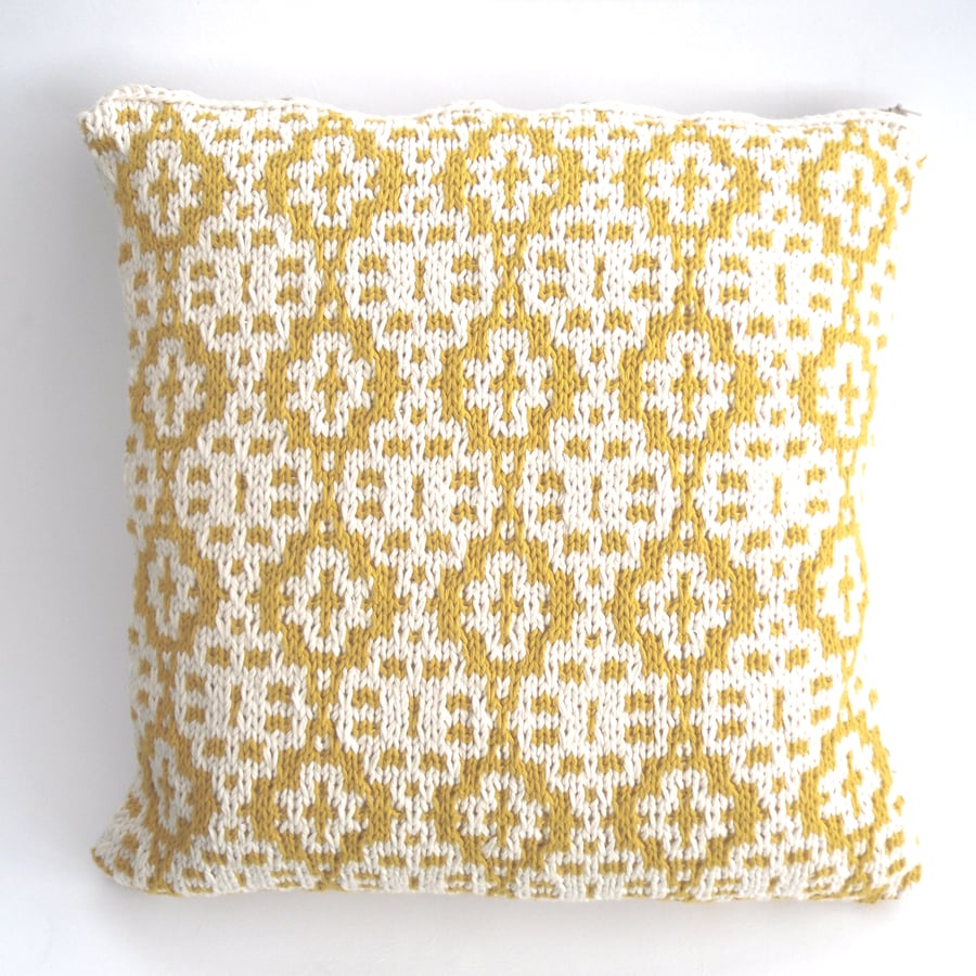 Yellow mosaic cotton cushion cover , the honey pot