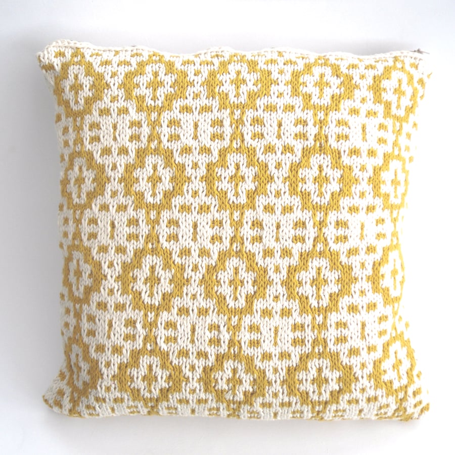 Yellow mosaic cotton cushion cover , the honey pot