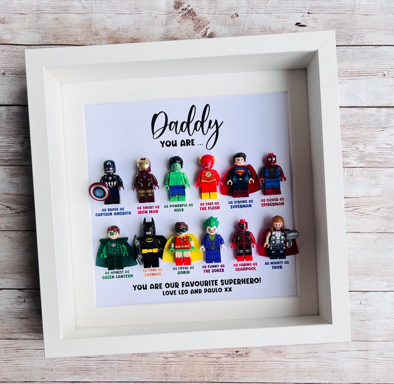 Dad Daddy Superhero Minifigures Frame