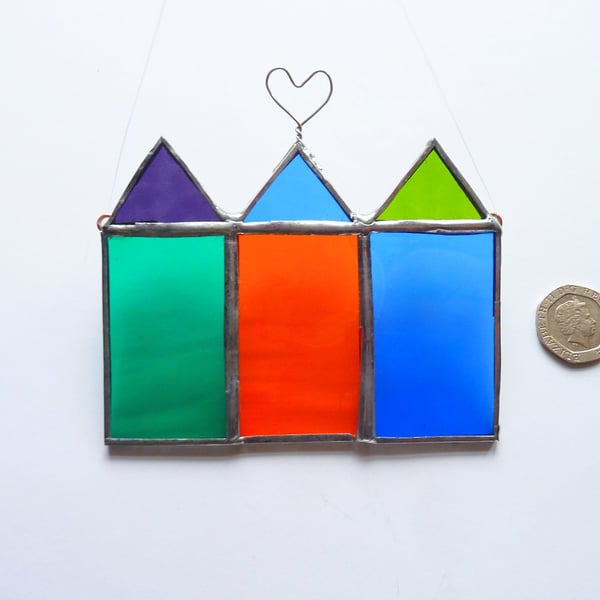 Stained Glass House Suncatcher - Beach Hut Ornament