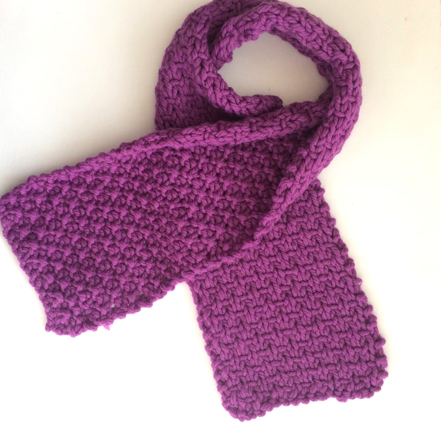 Pink - Purple Wool Knitted scarf 