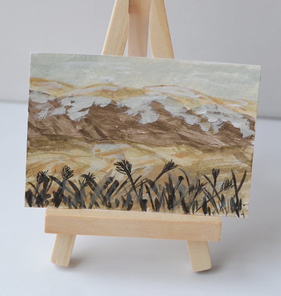 Snowy HillTops  Aceo WaterColour Painting 1  Miniture Art