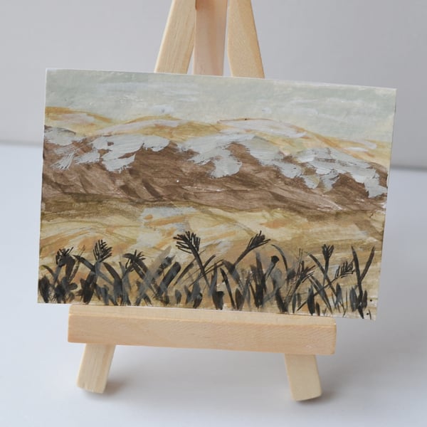 Snowy HillTops  Aceo WaterColour Painting 1  Miniture Art