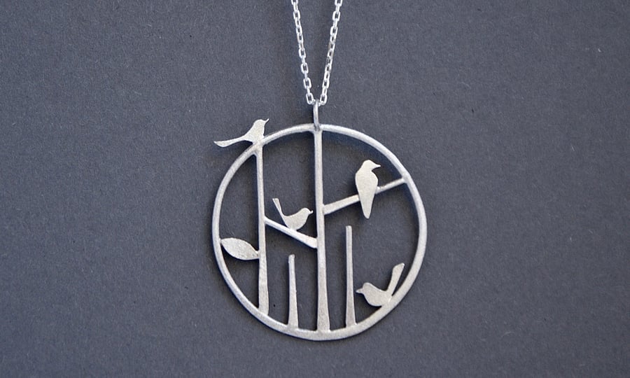 Edge of the woods birdy necklace