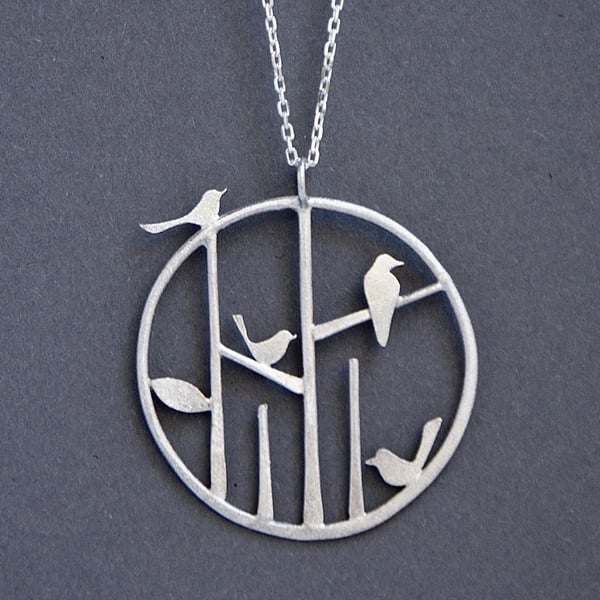 Edge of the woods birdy necklace
