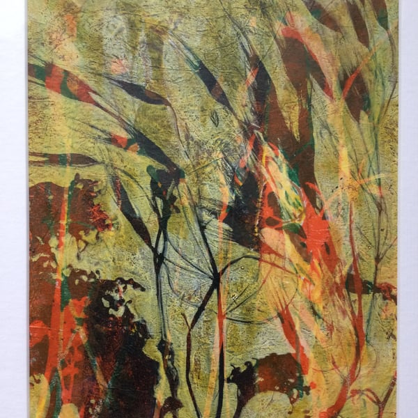 Original Painting of Plants in Mixed Materials