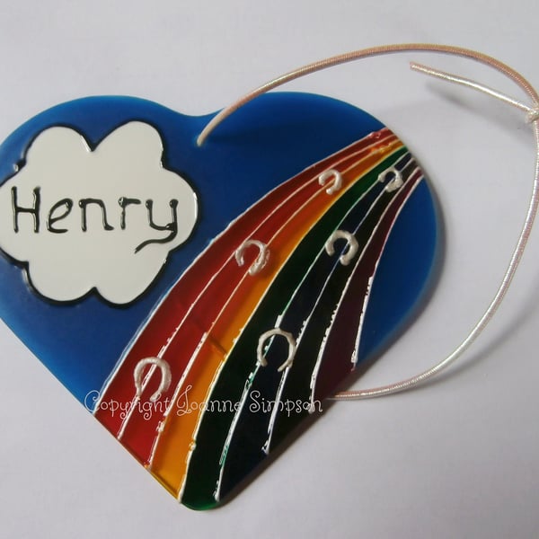 Pet memorial rainbow bridge suncatcher decoration, Hand painted horse memorial. 