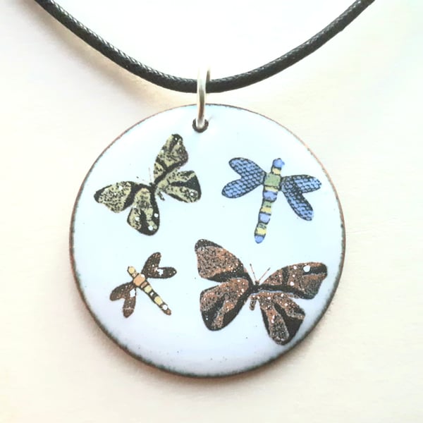 ‘Seconds Sunday’ Circular Butterfly and Dragonfly Pendant