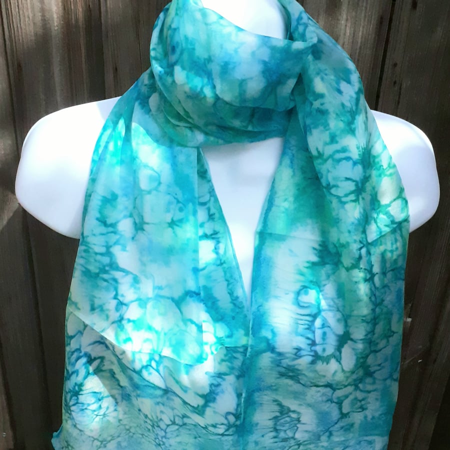  Hand-Painted Pure Silk Scarf - Long (140cm x 28cm)