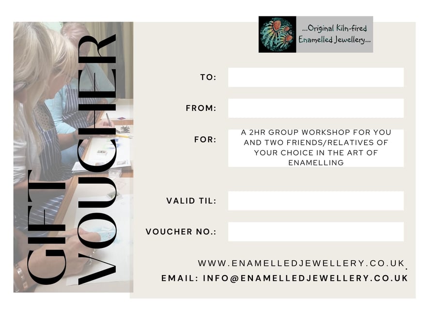 Gift Voucher for an Introductory Enamelling Session for Three People